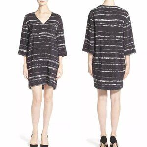 Vince Black Shadow Stripe Silk Mini Dress Size Small 47867